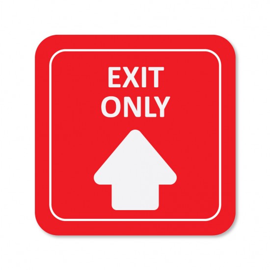 Covid-19 Floor Sticker Exit Only Red 26x26cm 3pcs